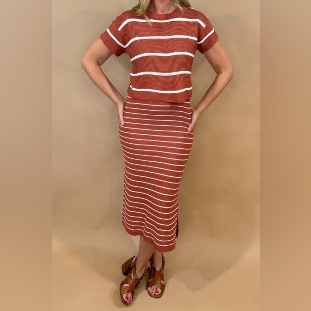 Striped Rust Skirt and Top Set